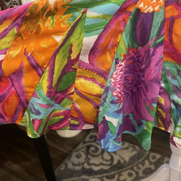 Ralph Lauren Multicolor Tropical Floral Print Double VNeck Drop Waist Dress - Picture 2 of 6